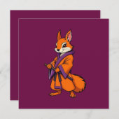 Cute Japanese Samurai Squirrel ノートカード (正面/裏面)