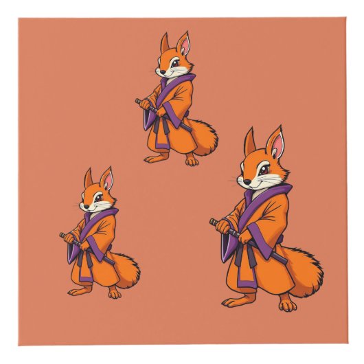 Cute Japanese Samurai Squirrel フォトキューブ (右)