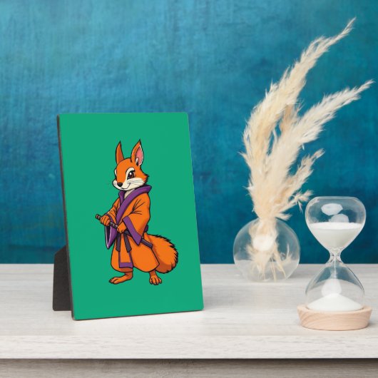 Cute Japanese Samurai Squirrel フォトプラーク (側面)