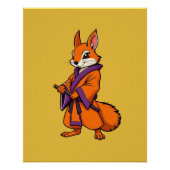 Cute Japanese Samurai Squirrel ポスター (正面)