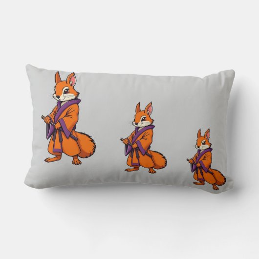 Cute Japanese Samurai Squirrel ランバークッション (裏面)