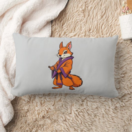 Cute Japanese Samurai Squirrel ランバークッション (ブランケット)