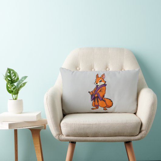 Cute Japanese Samurai Squirrel ランバークッション (椅子)