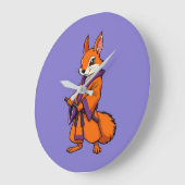 Cute Japanese Samurai Squirrel ラージ壁時計 (傾斜)