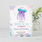 Cute jellyfish party theme invitation 招待状 (スタンド正面)