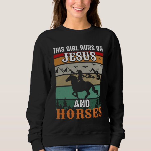 Cute Jesus horses word art  スウェットシャツ (正面)