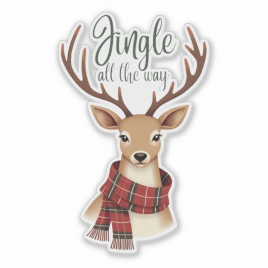 Cute Jingle All The Way Reindeer Sticker シール (正面)