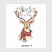 Cute Jingle All The Way Reindeer Sticker シール (シート)
