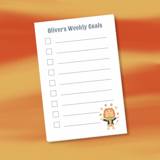 Cute Juggler Lion Kid Weekly Goals Notes ポストイット