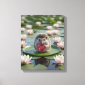 Cute July Hedgehog with Ruby Heart キャンバスプリント (正面)