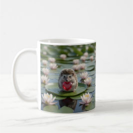 Cute July Hedgehog with Ruby Heart コーヒーマグカップ