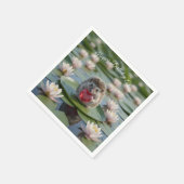 Cute July Hedgehog with Ruby Heart スタンダードカクテルナプキン (角)