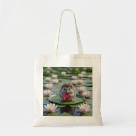 Cute July Hedgehog with Ruby Heart トートバッグ