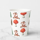Cute Jumping Baby Reindeer Over Mushroom Christmas 紙コップ (右)