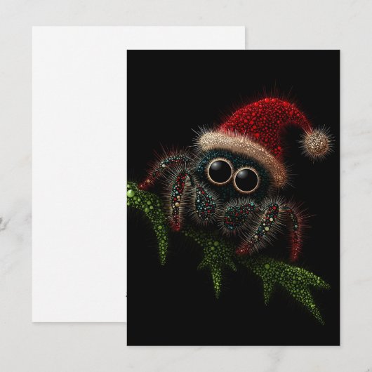 Cute Jumping Spider Christmas Cards シーズンカード (正面/裏面)