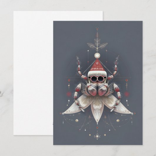 Cute Jumping Spider Christmas Cards シーズンカード (正面/裏面)