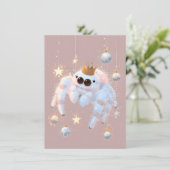 Cute Jumping Spider Pink Christmas Cards シーズンカード (スタンド正面)