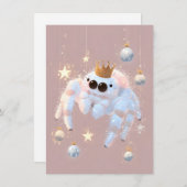 Cute Jumping Spider Pink Christmas Cards シーズンカード (正面/裏面)