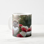 Cute June Hedgehog with Pearl Heart コーヒーマグカップ (正面左)