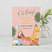 Cute Jungle Animal Baby Shower Invitation 招待状 (スタンド正面)
