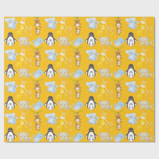 Cute Jungle Animal Wrapping Paper – Animals ラッピングペーパー (フラット)