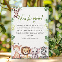 Cute Jungle Animals Baby Shower Boy