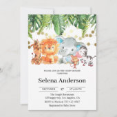 Cute Jungle Animals Baby Shower Invitation         招待状 (正面)
