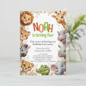 Cute Jungle Animals Birthday 招待状 (スタンド正面)