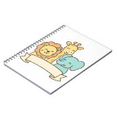 Cute Jungle Animals with Banner – Safari Nursery ノートブック (左側)