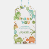 Cute Jungle Dinosaur Boy Birthday Party Thank You ギフトタグ (正面)