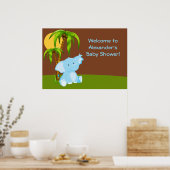 Cute Jungle Elephant Boy Baby Shower Poster ポスター (キッチン)