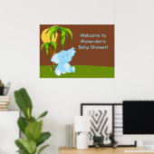 Cute Jungle Elephant Boy Baby Shower Poster ポスター (ホームオフィス)