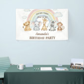 Cute Jungle Safari Animals Birthday Banner 横断幕 (トレードショー)