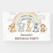 Cute Jungle Safari Animals Birthday Banner 横断幕 (横)
