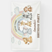 Cute Jungle Safari Animals Birthday Banner 横断幕 (縦)
