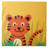 Cute Jungle Tiger Decorative Ceramic Tile タイル (正面)