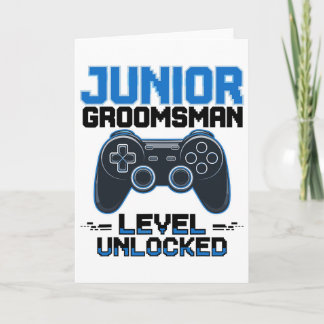 Cute Junior Groomsman Level Unlocked Wedding Party カード