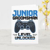 Cute Junior Groomsman Level Unlocked Wedding Party カード (黄色い花)