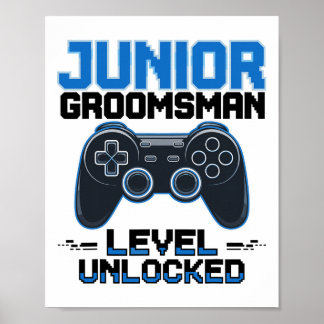 Cute Junior Groomsman Level Unlocked Wedding Party ポスター
