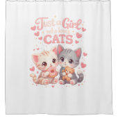 Cute Just a Girl Who Loves Cats Cute Kittens  シャワーカーテン (正面)