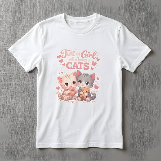 Cute Just a Girl Who Loves Cats Cute Kittens Tシャツ