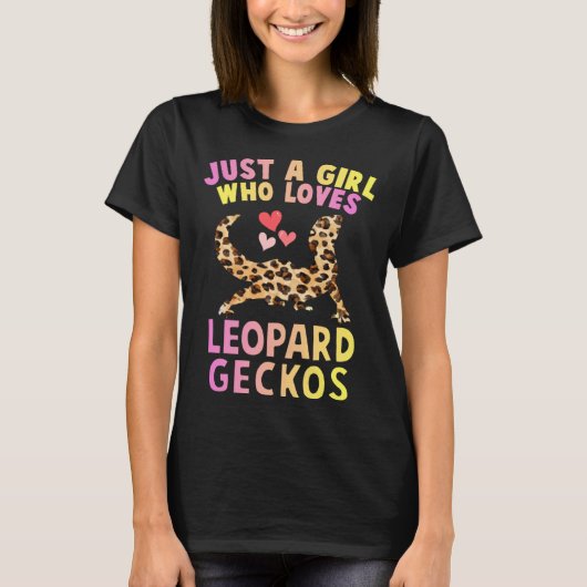 Cute Just A Girl Who Loves Leopard Geckos Lizard R Tシャツ (正面)
