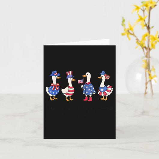 Cute Just A Silly Goose 4th Of July Goose Patrioti カード (黄色い花)