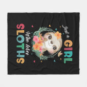 Cute just girl loves sloths word art  フリースブランケット (正面(横))