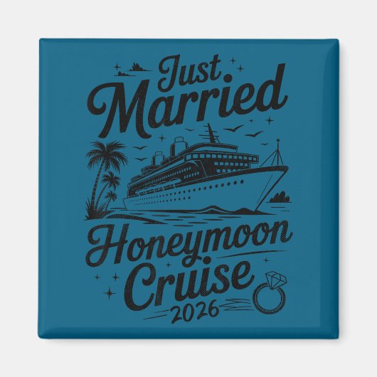 Cute Just Married Honeymoon Cruise 2026 Newlyweds  マグネット (正面)