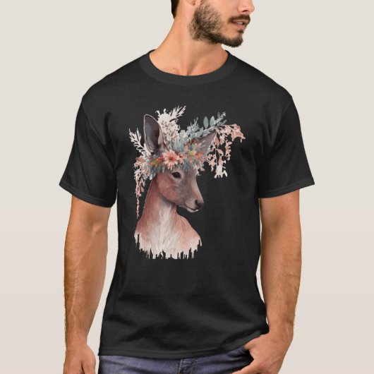 Cute Kangaroo Flower Crown Floral Kangaroo Tシャツ (正面)