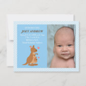 Cute Kangaroo Joeyベビー写真誕生のお知らせ 案内状 (正面)
