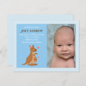 Cute Kangaroo Joeyベビー写真誕生のお知らせ 案内状 (正面/裏面)