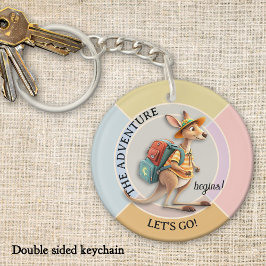 Cute Kangaroo Traveler The Adventure Begins キーホルダー