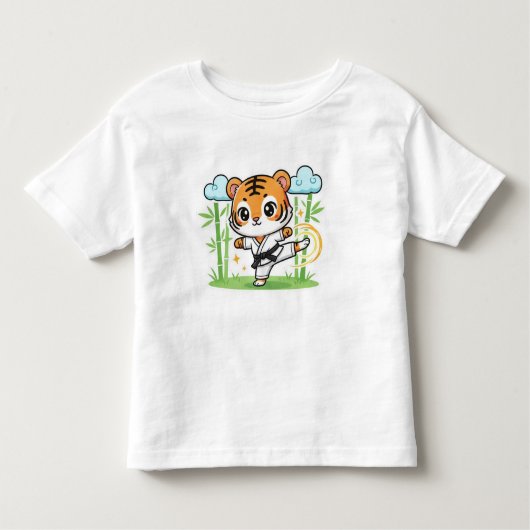Cute Karate Tiger Kids Design トドラーTシャツ (正面)